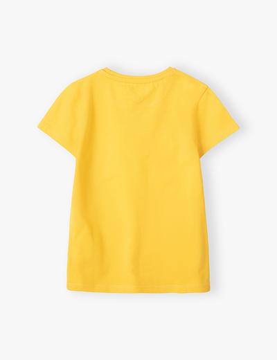 T-shirt bawełniany żółty z napisem - Najlepszy team w mieście
