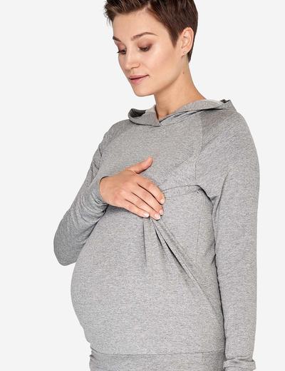 Bluza z kapturem ciążowa i do karmienia - szary melanż