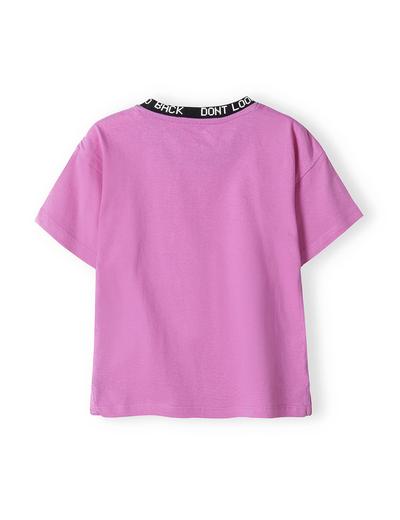 Fioletowy t-shirt bawełniany dla chłopca z nadrukiem