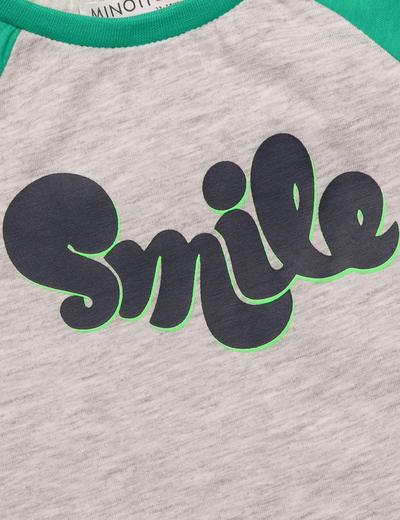 T-shirt niemowlęcy szary z napisem Smile