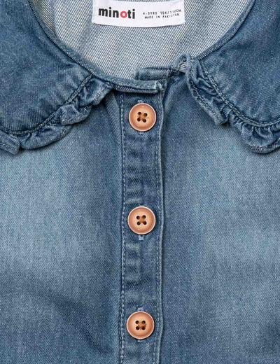 Niemowlęcy jeansowy kombinezon długi bez rękawów z ozdobnym kołnierzykiem