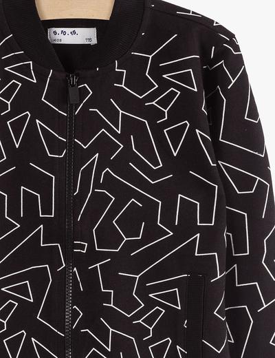 Bluza chłopięca dresowa czarna w geometryczne wzory