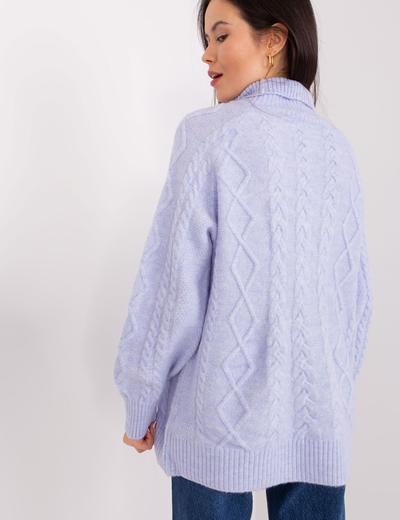 Damski sweter z warkoczami jasny fioletowy