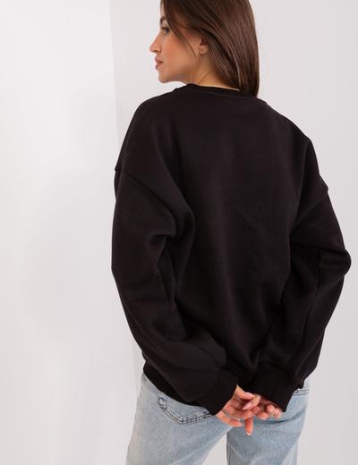 Czarno-fuksjowa bluza bez kaptura z bawełną