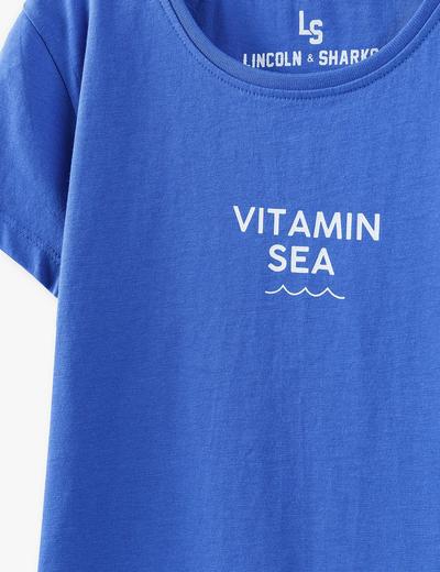 T- shirt dziewczęcy z napisem Vitamin Sea - niebieski