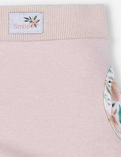 Jasnoróżowe spodnie dresowe PINK FLOWERS z bawełny organicznej