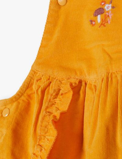 Sztruksowa spódnica ogrodniczka niemowlęca - pomarańczowa