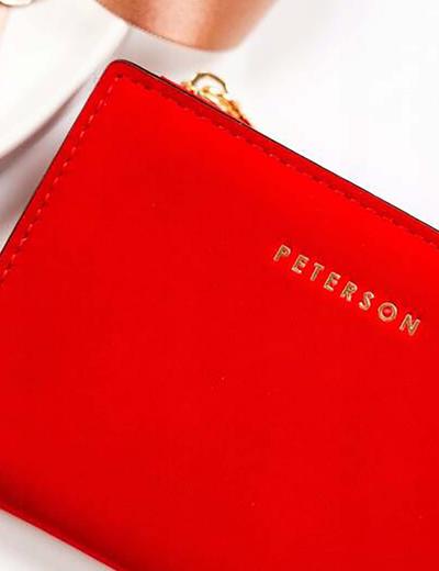 Mała portmonetka czerwona ze skóry ekologicznej - Peterson