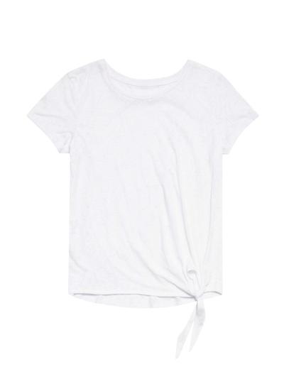 Biały t-shirt  damski na krótki rękaw z wiązaniem