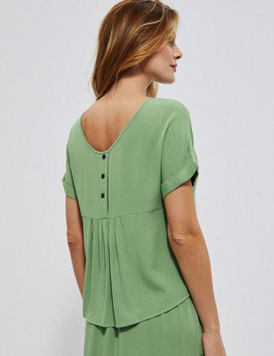 Koszula damska z wiskozy nierozpinana z krótkim rękawem zielona