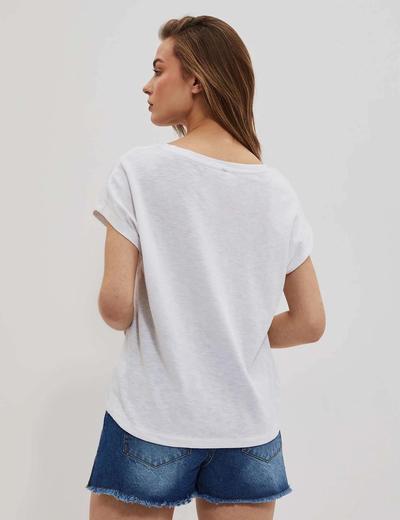 T-shirt z wiązaniem w pasie biały
