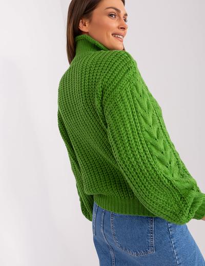 Zielony sweter oversize z długim rękawem