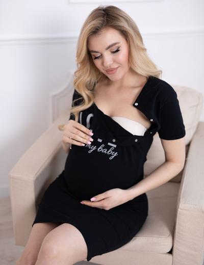 Bawełniana koszula dla kobiet w ciąży i karmiących z Love my baby - czarna
