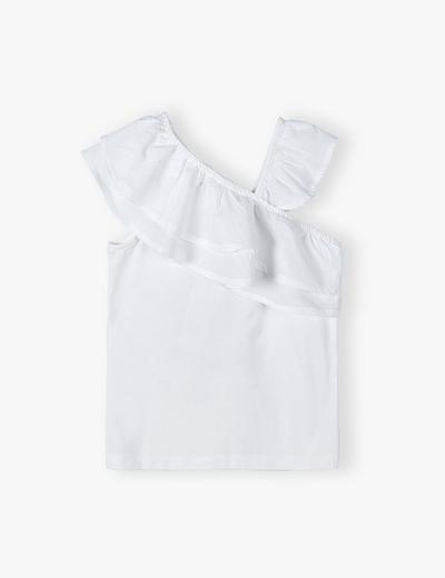 Bawełniany T-shirt bez rękawów dla dziewczynki - biały
