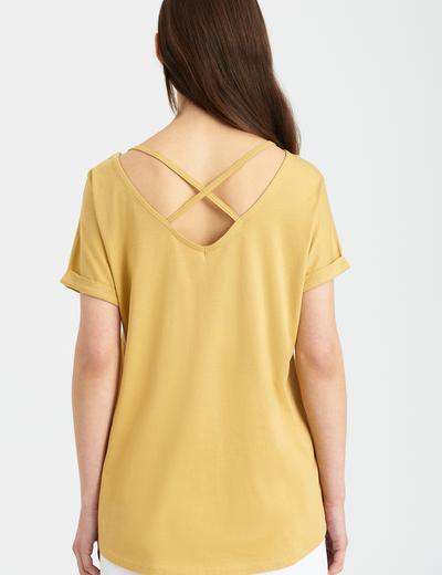 Żółta bluzka damska z ozdobnym tyłem