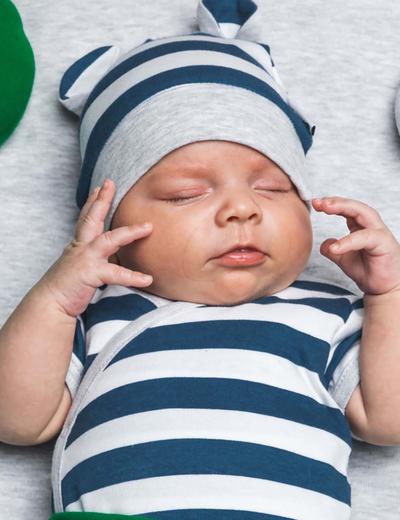 Kopertowe body niemowlęce w paski z krótkim rękawem