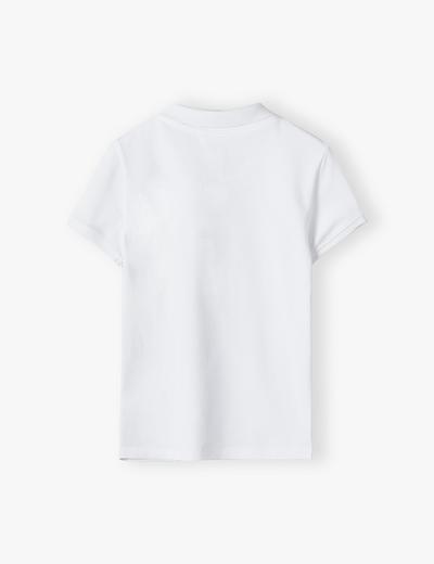 Biała bluzka polo z krótkim rękawem bawełniana dla chłopca