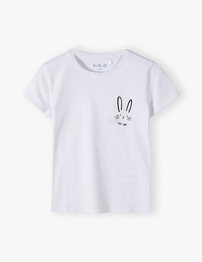 Biały t-shirt dziewczęcy z króliczkiem