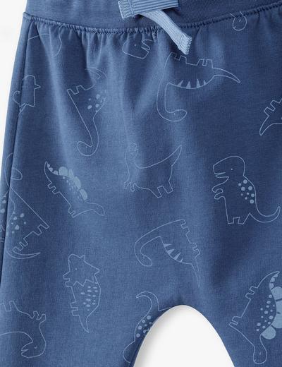 Spodnie dresowe niemowlęce w dinozaury - niebieskie