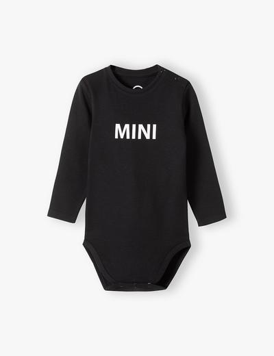 Body niemowlęce czarne z dugim rękawem z napisem MINI