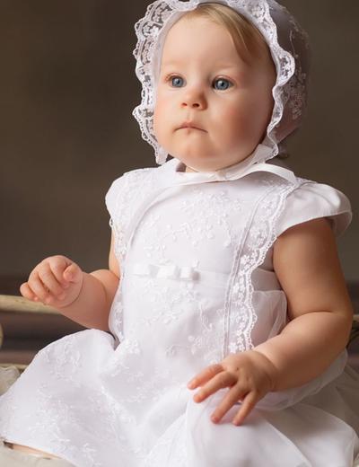 Biała elegancka sukienka niemowlęca do chrztu-Alicja