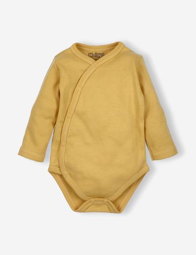 Body niemowlęce z bawełny organicznej dla chłopca kolor miodowy długi rękaw