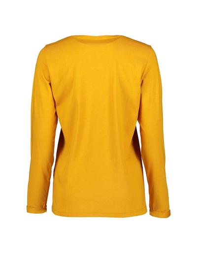 Dzianinowa koszulka damska z nadrukiem - żółta