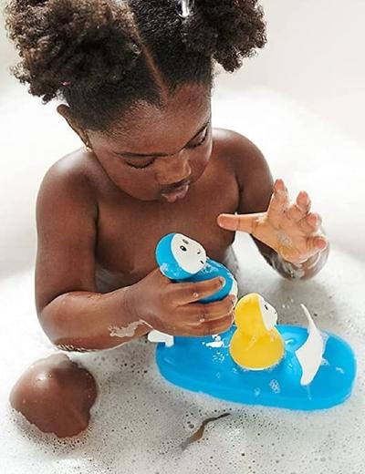 Matchstick Monkey- zabawka do kąpieli łódź + Małpka Wobbler- niebieska