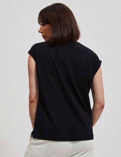 Czarna bawełniana bluzka damska z krótkim rękawem