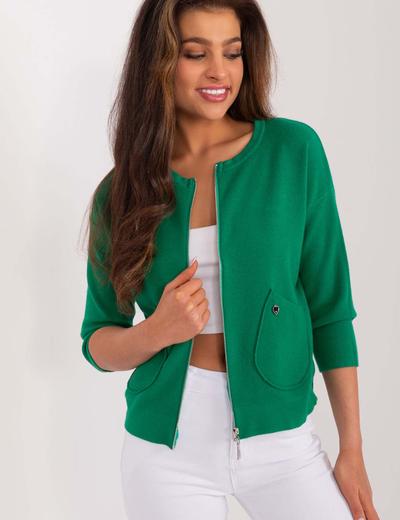 Rozpinany sweter z kieszeniami zielony