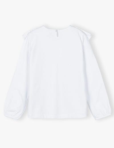 Biała bluzka dziewczęca z ozdobną falbanką