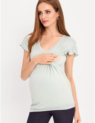 ﻿T-shirt ciążowy i dla karmiącej mamy w pastelowym odcieniu mięty