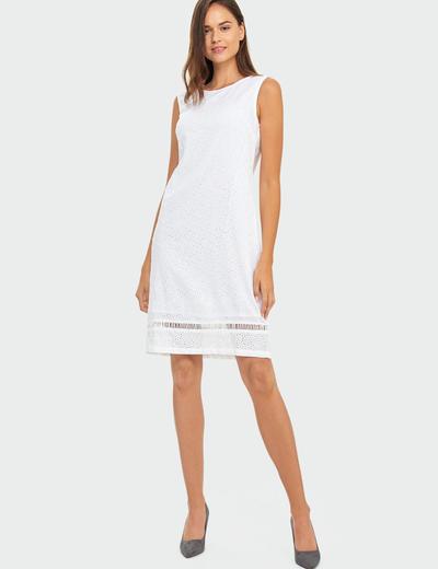 Biała bawełniana sukienka damska z haftowanej tkaniny