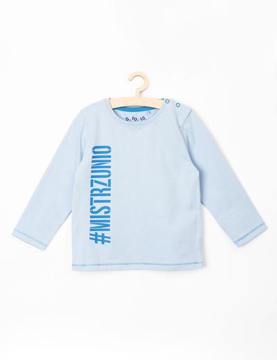 Bluzka niemowlęca błękitna z napisem #Mistrzunio