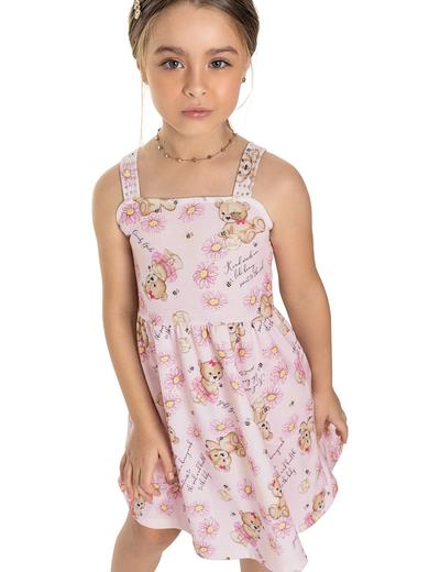 Sukienka dziewczęca w misie z cienkimi ramiączkami  - różowa