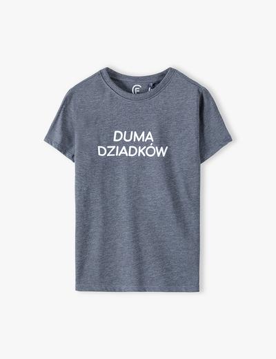 Szary t-shirt dla chłopca z napisem "Duma dziadków"