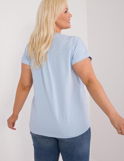 Bluzka plus size z krótkim rękawem jasno niebieska