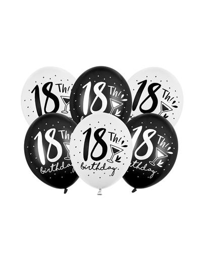 Balony 18 & Brilliant 30 cm - Pure White and Black 50 sztuk