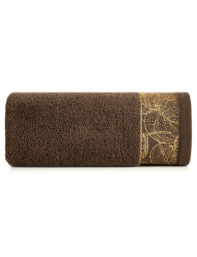 Brązowy ręcznik ze zdobieniem 50x90 cm