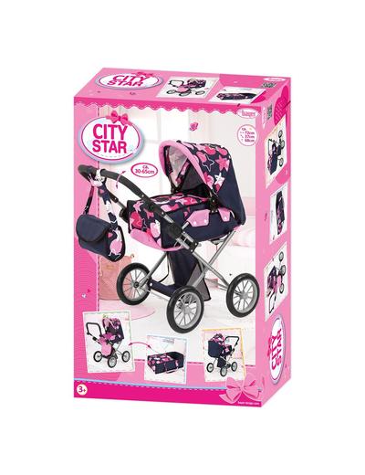 Wózek dla lalek City Star - niebiesko  - różowy