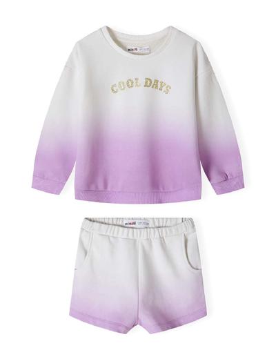 Komplet niemowlęcy biało-fioletowy- bluza i szorty Cool days