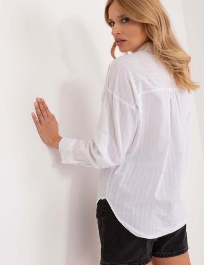 Bawełniana koszula klasyczna z haftem biała