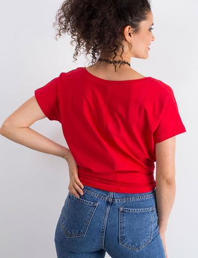 Bawełniany t-shirt V-neck czerwony