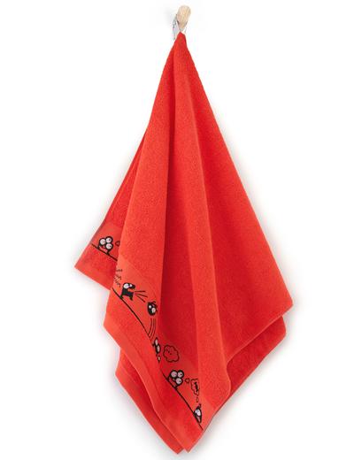 Ręcznik Oczaki z bawełny egipskiej truskawkowy 70x130cm