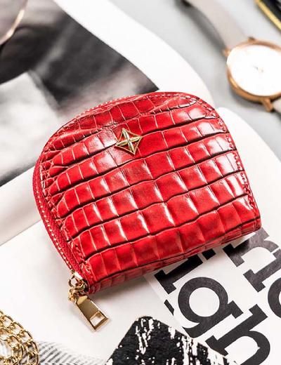 Mała portmonetka czerwona damska na zamek - Milano Design
