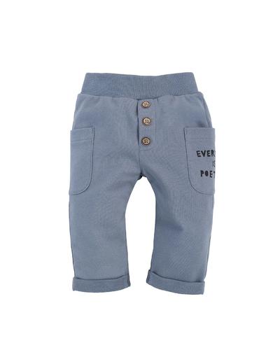Bawełniane spodnie długie chłopięce z dwoma kieszonkami po bokach w kolorze niebieskim