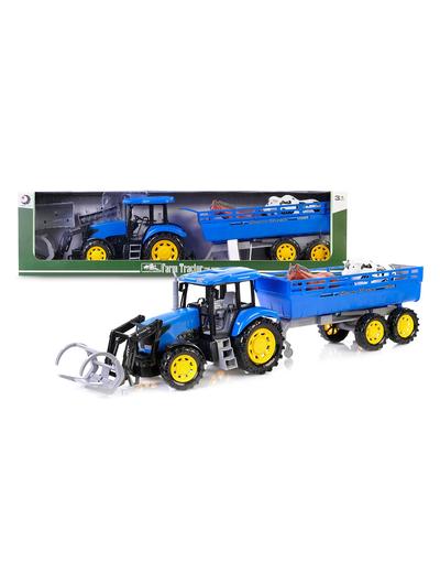 Traktor z przyczepą 79 cm. niebieski