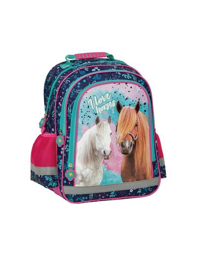 Plecak dziecięcy dwukomorowy  Konie - pastelowy