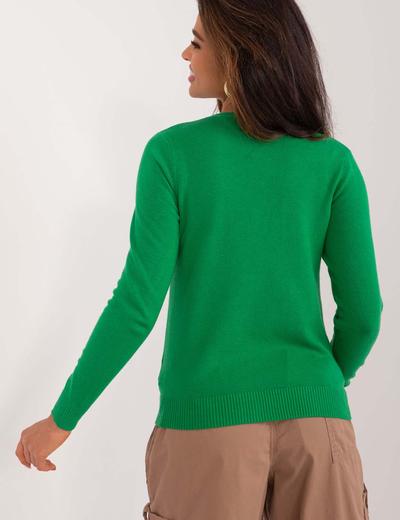 Rozpinany sweter damski zielony z dekoltem w serek