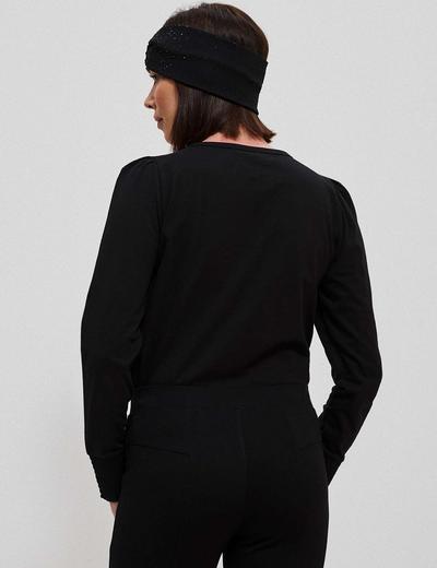 Bawełniana bluzka damska z długim rękawem czarna